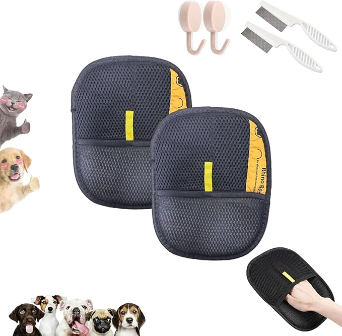 Pet Hair Removal Glove, Electrostatic Pet Hair Remover Glove, Cat Hair Remover Furniture, Pet Hair Remover Glove Pet Hair, Static Removal Gloves for Dogs, Cats (2PCS)
