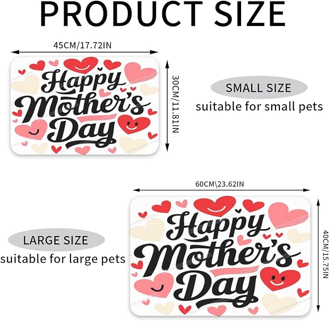 Pet Cat Dog Food Mat Absorbent Dog Feeding Mat Happy Mother's Day Floral Gift Mom Kj No Stains Cat Food Mats Indoor Pet Supplies Dogs Placemat Water Bowl Mats with Rubber Backing 18X12In