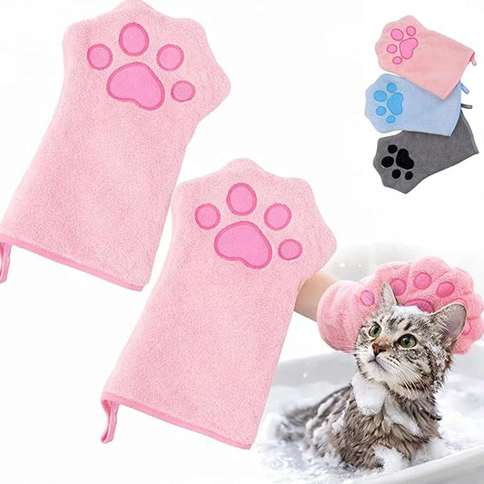 Paw Bathing Towel for Cats, Machine Washable and Reusable Pet Grooming Towels, Make Cleaning Paws Easy and Stress-Free, Gentle Cleansing & Soft, Comfortable for Daily Care & Travel (Pink)