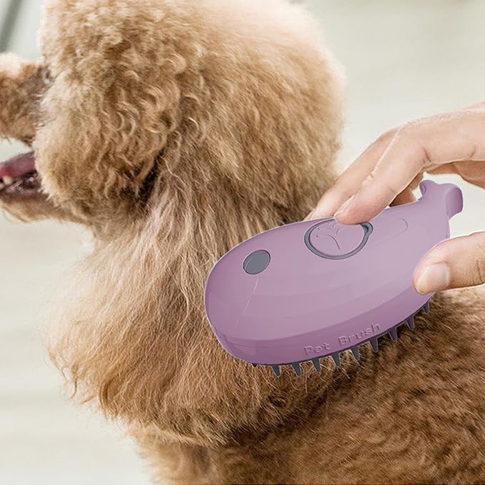 Cat Steam Brush, Cute Whale Shape Hair Brush Cat Dog Pet Brush Massager Steam, Cat Grooming Brush, Pet Comb Massage Brush, Rechargeable Cat Hair Brush, Flyaway Hair Prevention Cat Grooming Brush (B)