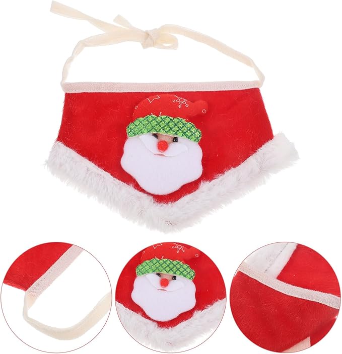 Cabilock Christmas Dog Bandana Knitted Red Small Pet Scarf Washable Xmas Bandana for Dogs and Cats Holiday Party Supplies