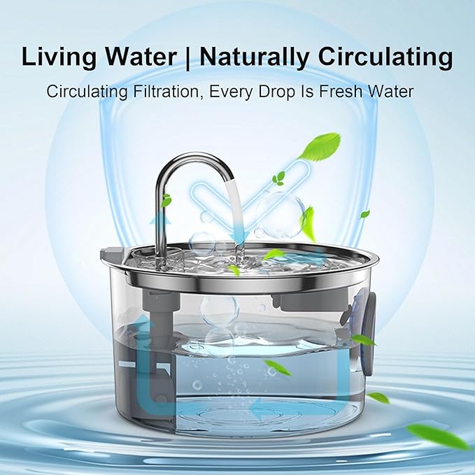 2026 New Water Fountain for Dogs, 3.2L Hydro Paws Water Fountain, Stainless Steel Dog Water Fountain with 2 Filters, Give Your Dog a Longer, Healthier Life with Proper Hydration (18Filters, 3.2L)
