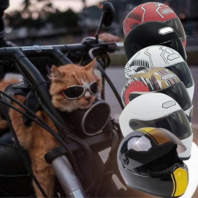 Pet Motorcycle Helmet Dog/Cat Full Face Motorcycle Helmet Outdoor Motorcycle Bike Riding Helmet Hat for Cat Dog Doggie Puppy Kitten Pet Supplies Racing Car Fan Collectible Small Gift (Red93)