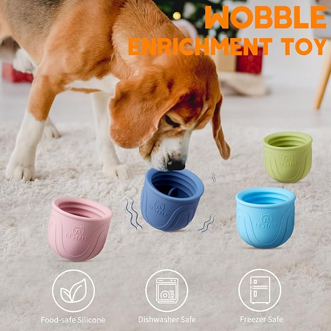 Interactive Dog Toy, 2-in-1 Long-Lasting Treat Dispenser Dog Puzzle Feeder Toys, Stuffable Enrichment Freeze Lick Bowl for Boredom, Reduces Anxiety Silicone Fetch Catch Chew Toy