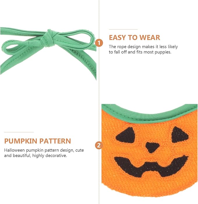 Halloween Pumpkin Dog Bandana Tie-on Bandana Bib Orange M Size for Pets to 15 Lbs Festival Pet Scarf Comfortable Cat and Dog Supplies