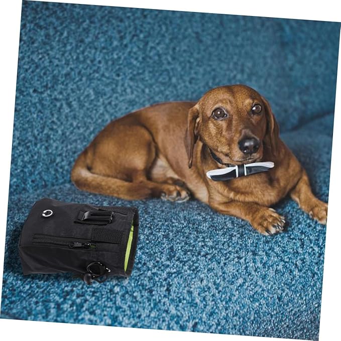 VALICLUD Dog Training Treat Pouch Portable Snack Holder Nylon Dog Food Storage Bag 13x6x18cm Black for Outdoor Use and Pet Supplies