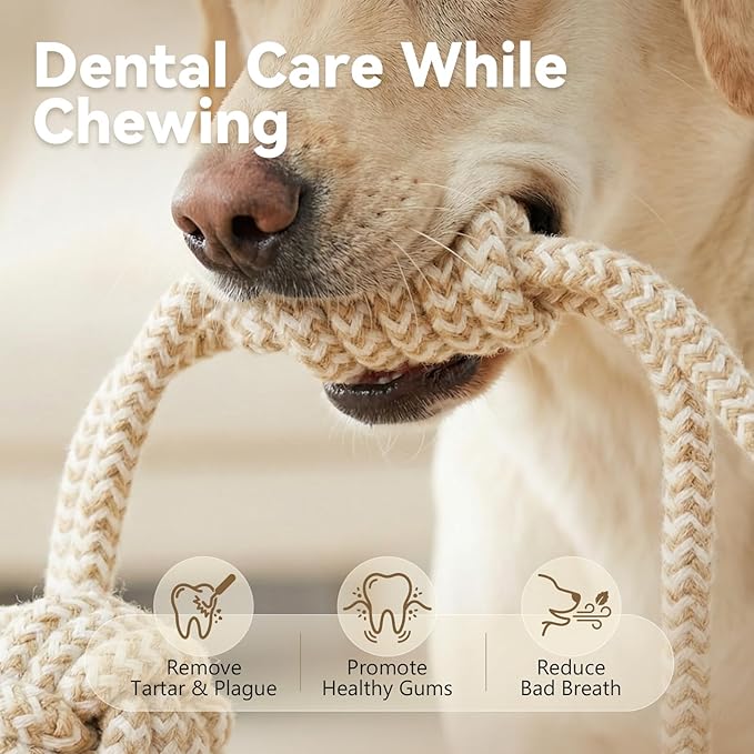 Puppy Chew Toys for Teething Relief, Dog Rope Toys for Small and Medium Dogs, Dental Chew Rope for Training, L Size
