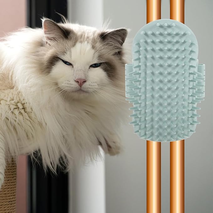Alasum Cat Corner Massage Comb for Grooming Comfortable Cat Self-groomer with Wood and Silvervine Green Pet Hair Comb and Kittens Random Color