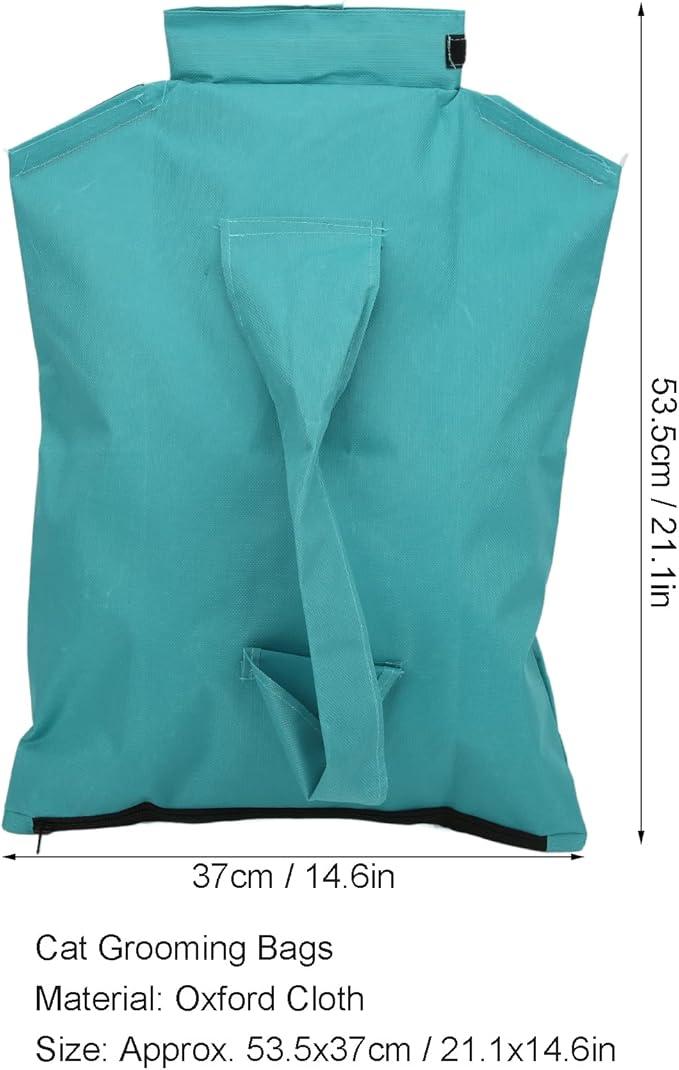 Qiilu Breathable Cat Grooming Restraint Bag Foldable Pet Carry Bag for Bathing Washing Nail Trimming Adjustable Neck Circumference - SuppliesCatsGroomingClaw Care (Blue)