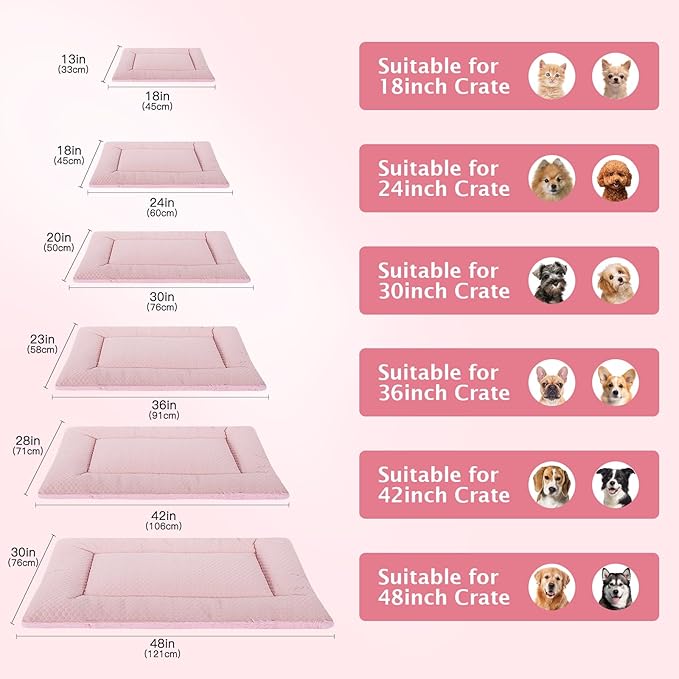 Dog Bed Mat, Crate Pad Reversible,Soft Kennel Pad, Washable Crate Mat (Cool and Warm),Pet Sleeping Mattress for Small Medium Dogs XB009