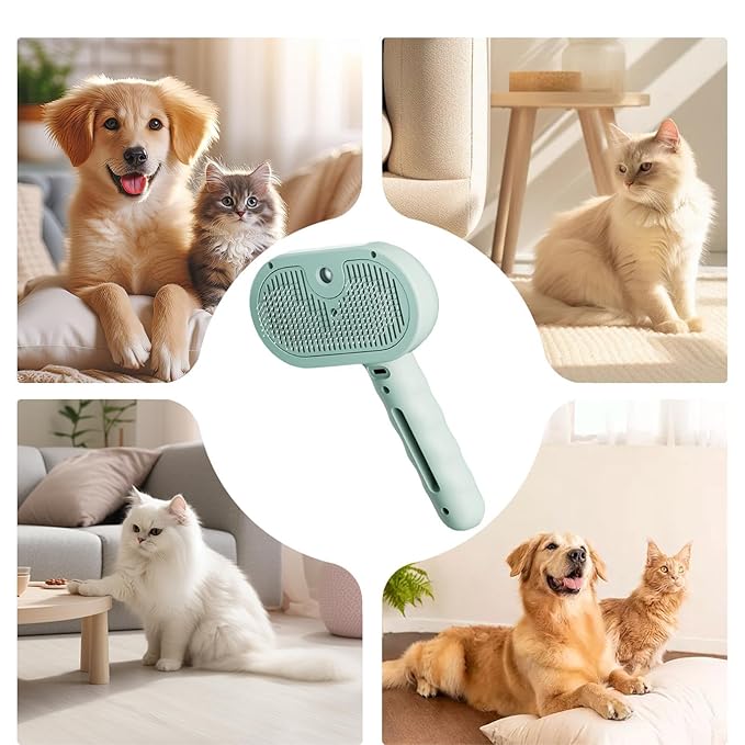 Spritz Defur Comb for Cats - Usb Rechargeable Steaming Brush for Gentle Grooming, 35ml Water Tank with Easy Spray Function, Dog and Cat Hair Remover for Indoor Pets, Pet Care Supplies