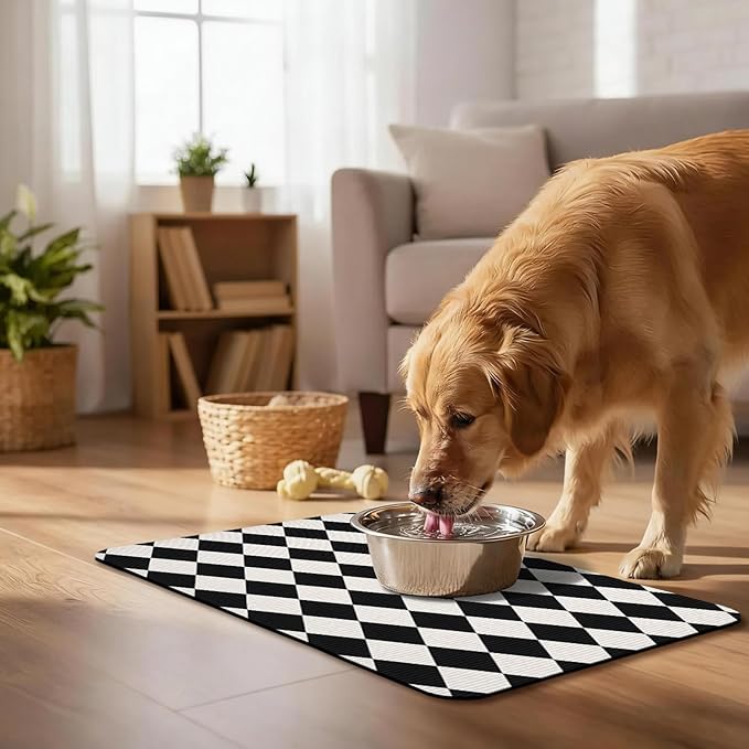 Dog Food Mat, Absorbent Waterproof Non-Slip Pet Cat Bowl Feeding Mat for Food & Water Pet Supplies 12 * 20"