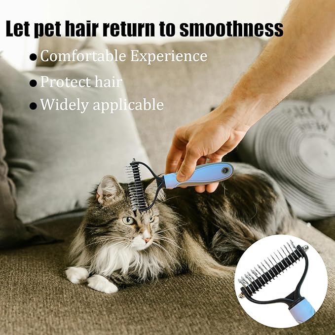 Cat Brush - 5 Pcs Pet Grooming Kit with Nail Clippers,Shedding Brush Toothbrush Long & Short Stainless Steel Teeth Knotting Comb Skin Friendly Deshedding Grooming Tool for Long Haired Cats