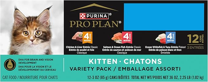 Purina Pro Plan High Protein Wet Kitten Food Variety Pack,Development Kitten Favorites - 3 oz. Cans,(Pack of 4)