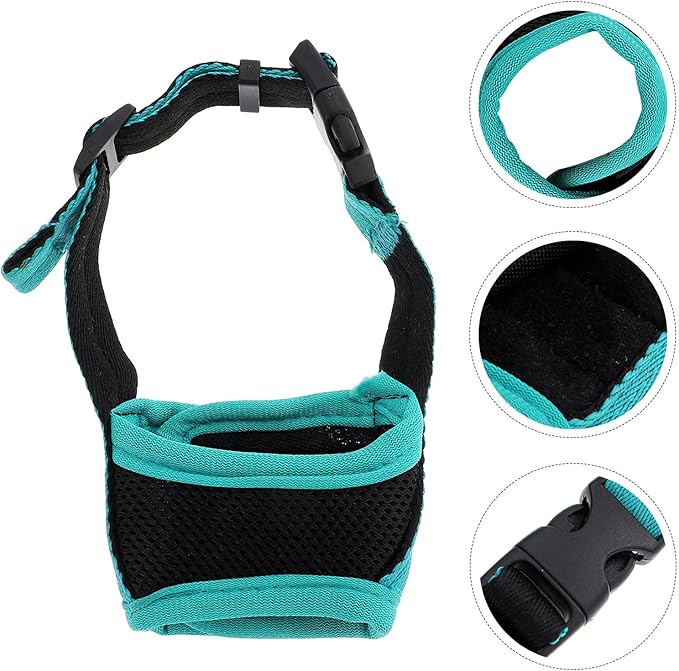 Kisangel Adjustable Anti-Biting Dog Muzzle Cotton Puppy Mouth Cover for Outdoor Use, Green Large Pet Muzzle, Humane Dog Supply for Chewing and Barking Control