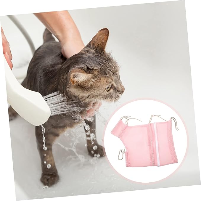 SUPVOX Cat Bathing Bag Adjustable Mesh Cat Wash Bag for Easy Grooming Nail Trimming for Stress Bathing and Drying