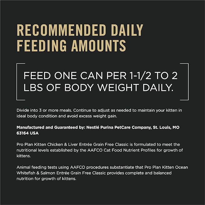 Purina Pro Plan Grain Free Chicken and Liver and Ocean Whitefish and Salmon 24 ct Kitten Wet Food Variety Pack - (24) 3 oz. Cans