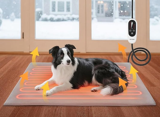 Pet Heating Pad for Cats and Small Dogs – Heated Cat Bed with 4-Level Timer & 6-Level Temperature, Waterproof Indoor Warming Mat with Chew-Resistant Cord & Soft Washable Cover, 16"x28"