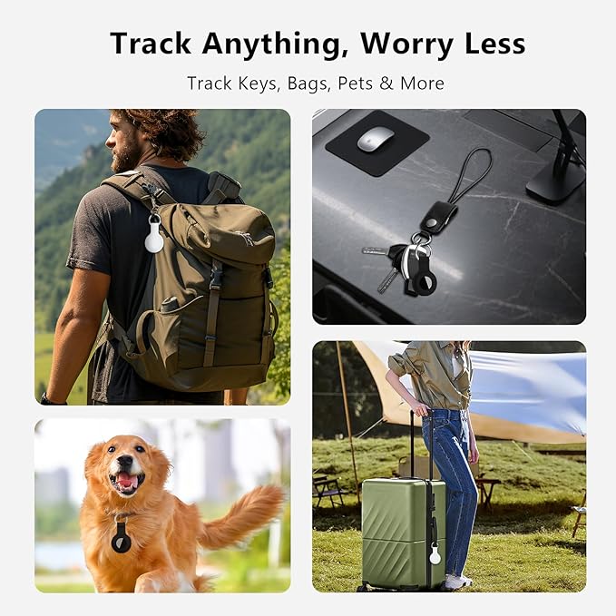 Air Tracker Tag, Smart Bluetooth Tracker Tag, Works with Apple Find My APP (iOS Only), Keys Finder and Item Locator for Luggage, Backpack, Suitcase, Pets and more, Waterproof Tracking Tag, White