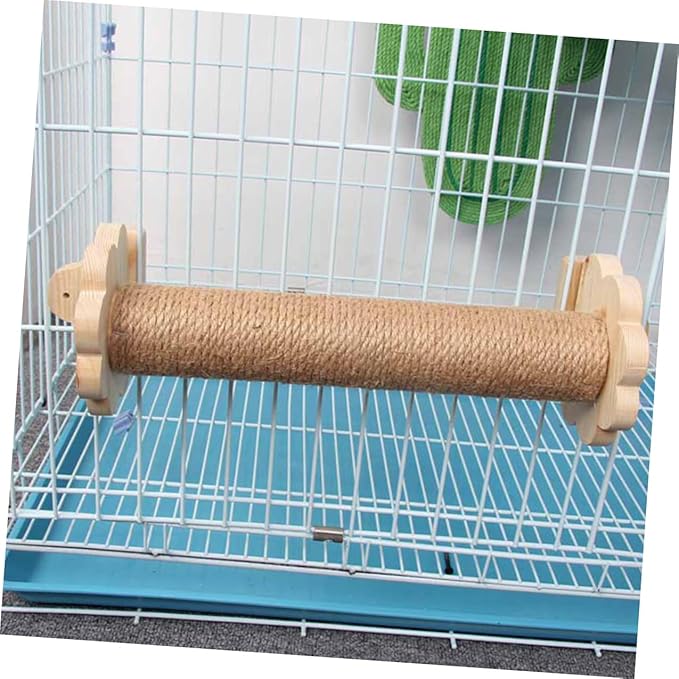 Alipis Cat Scratching Post for Cage with 40cm Natural Sisal Rope, Sturdy Vertical Kitten Scratcher, Comfortable Wooden Core Floor Scratching Post for Indoor Cats