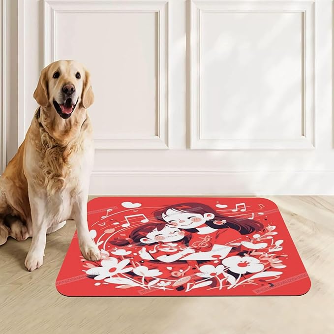 Pet Feeding Mat Happy Mother's Day Floral Gift for Mom Ho Absorbent Pet Placemat for Food Water Bowl with Waterproof Rubber Backing 24x16In Quick Dry Water Dispenser Mat Dog Cat