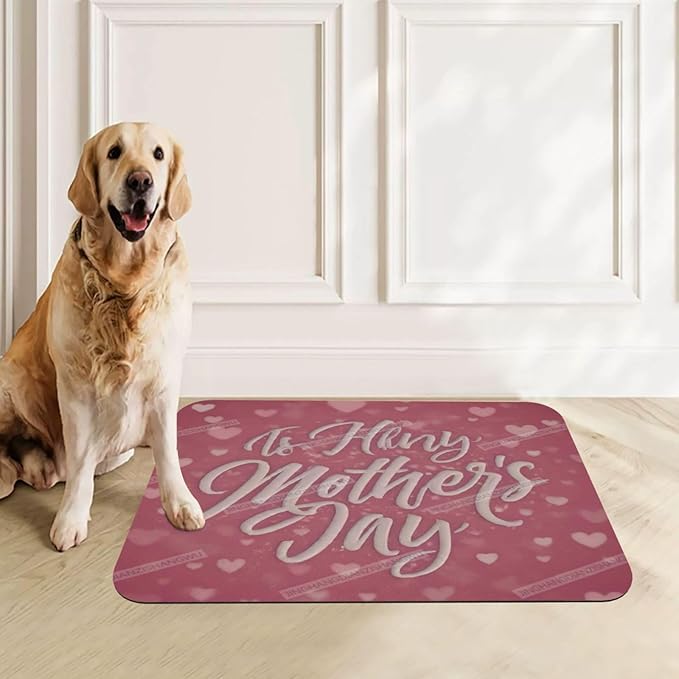 Pet Feeding Mat for Floors Waterproof Dog Mat for Food and Water Happy Mother's Day Floral Gift Mom Hh Absorbent Quick Dry Non Slip Mats Cat Bowls 24x16In