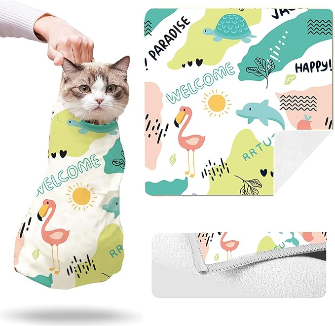 Cat Grooming Wrap, Cat Wrap for Cutting Nails, Self-Adherent Soft Cat Blanket to Wrap - Cat Burrito Wrap, Anti-Scratch, Anti-Escape, Cat Swaddle Wrap (Within 10lbs)