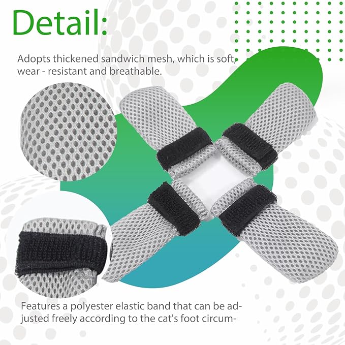 Cat Grooming Socks – Protective Mesh Foot Sleeves for Bathing, Nail Trimming & Vet Visits – Anti-Scratch & Breathable Design (Gray [wear-Resistant and Breathable],L（Max Diameter of Paw 1.97 inches）)