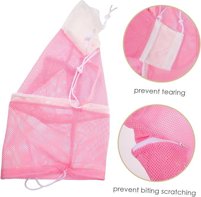 Hemoton Multi-Function Pet Bathing Bag for Cats Mesh Cat Grooming Bag Pull Rope Buckle Easy Bathing Supplies