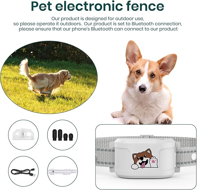 GPS Dog Fence with No Monthly Subscription, 1-Mile Range Wireless Dog Fence, Rechargeable Waterproof Collar with 3 Training Modes, Virtual Boundary for Medium & Large Dogs