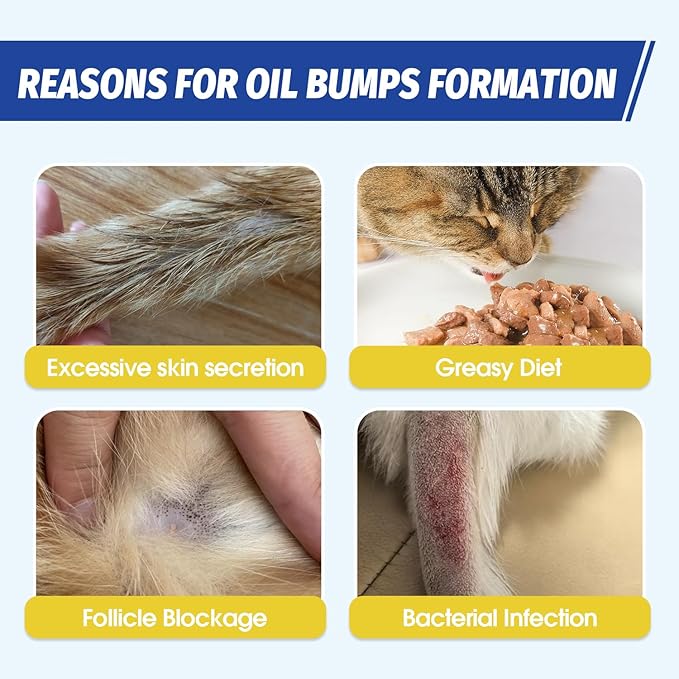 Cat Oily Tail Cleanser, 2-in-1 Wash and Brush,Removes Oil & Grease and Dandruff, PH Balanced,Degrease Cat Shampoo,Ideal for Cats with Oily Tails 5.07fl.oz