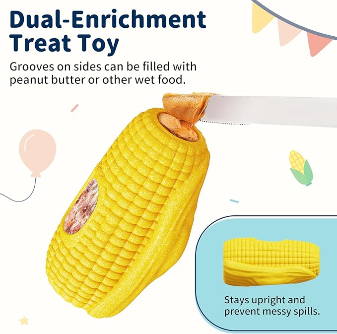 Enrichment Dog Treat Toys - Frozen Dog Treat Dispensing Chew Toy for Aggressive Chewers to Keep Them Busy, Ice Cream Holder Freeze Corn with Mold Cups, Fillable Cognitive Licking Toy