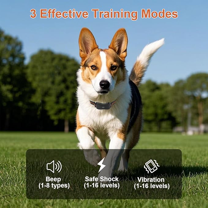 Dog Shock Collar with Remote Control Color Screen - 3300 FT Remote Range, Dog Training Collar with 3 Training Modes, 2 Rechargeable Waterproof E-Collar for Dogs 15-125LBS (Orange, 1 Pack)