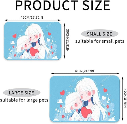 Dog Food Mat Dog Mat for Food and Water 24x16In Happy Mother's Day Floral Gift for Mom Iz No Stains Cat Pet Feeding Mats Water Bowl Messy Drinkers