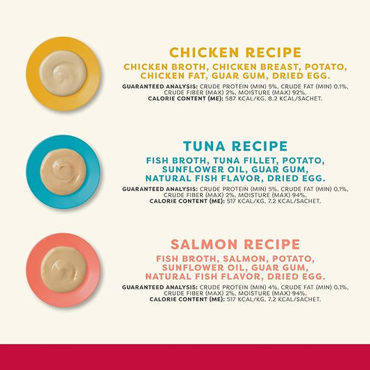 Applaws Lickable Holiday Cat Treats, Natural Grain-Free Purée, Made with Limited and Natural Ingredients, No Artificial Additives, Chicken, Tuna & Salmon Squeeze Up Cat Treats (60 x 0.5 oz Sachets)