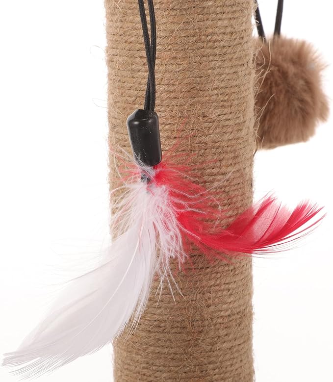 VOSAREA Sisal Cat Scratching Post Floor Scratching Pole Multifunctional Cat Climbing Tower Brown Round Kitten for Indoor Supplies