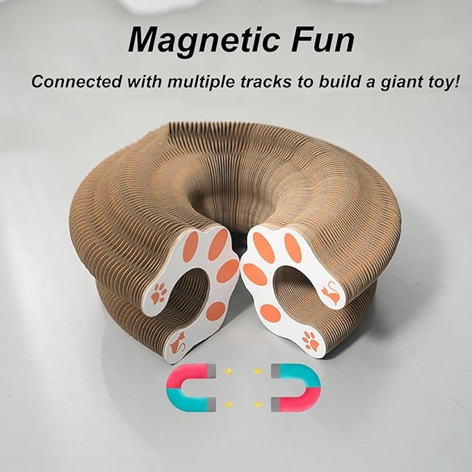 Kitlty Kurliz Cat Toy,Magic Organ Cat Toy,Magic Organ Cat Scratcher Board,Foldable Recyclable Cat Accordion Toy for Indoor Cat Playing,Interactive Scratch Pad with Toy Ball(2pc)