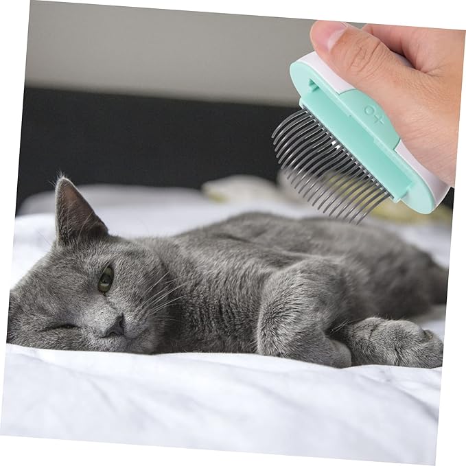 BESTonZON Cat Grooming Comb Brush Cat Hair Brush for Shedding Cleaning Comfortable Non Slip Handle for Long Haired Cats Portable Design
