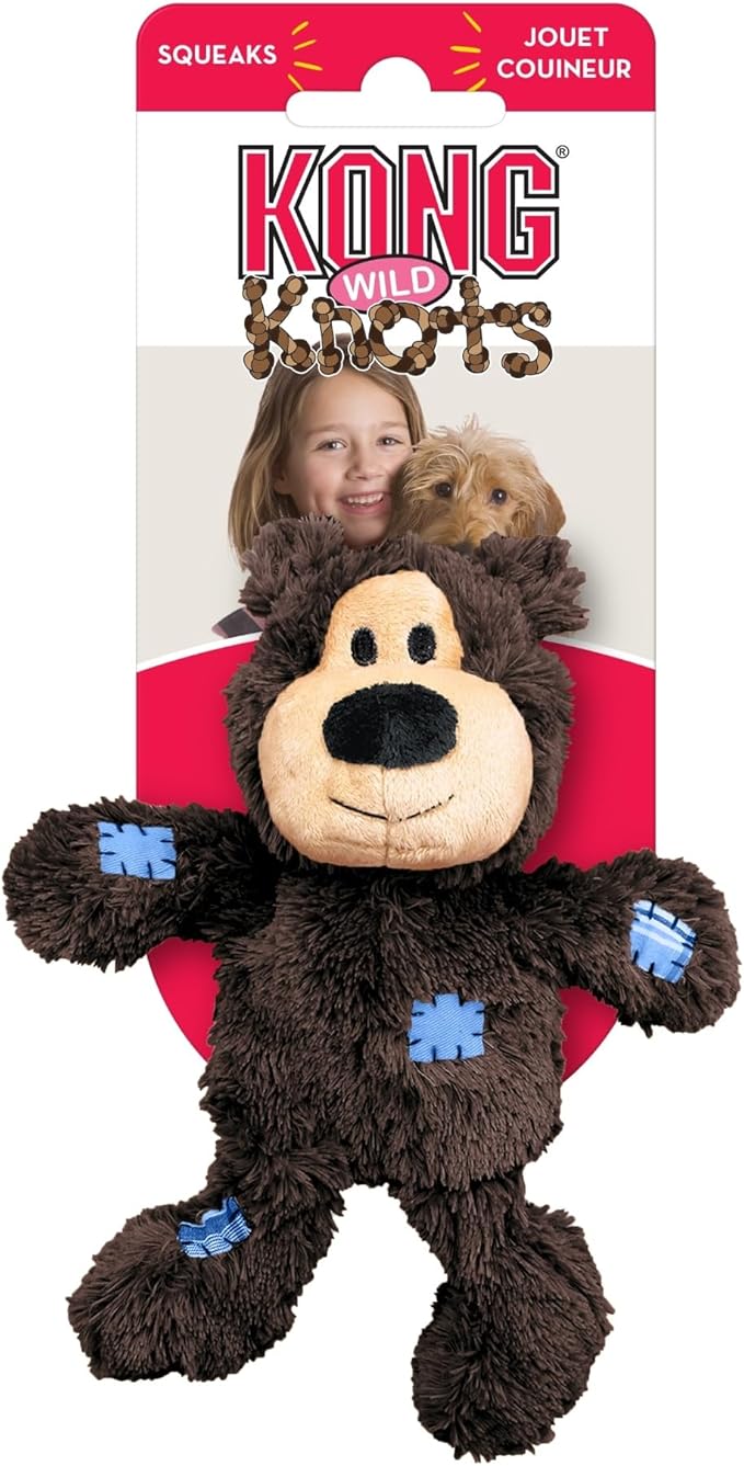 KONG - Wild Knots Bear - Internal Knotted Ropes and Minimal Stuffing for Less Mess (Assorted Colors) - For X-Small Dogs