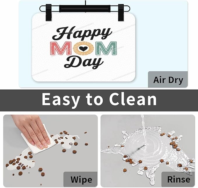 Pet Feeding Mat for Floors Waterproof Dog Mat for Food and Water Mom'S Happy Day Happy Mother's Day Floral Gift Mom Absorbent Quick Dry Non Slip Mats Cat Bowls 24x16In