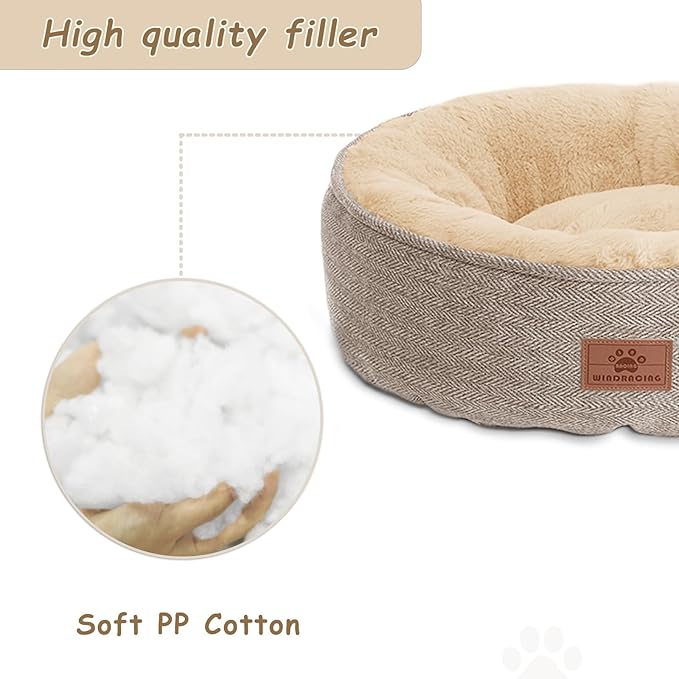 WINDRACING Cat Beds for Indoor Cats, Dog Bed for Small Dogs Breeds, Soft Kennel Bed, Comfy Durable Pet Sleeping Bed, Washable Roun Cat Bed & Non-Slip Bottom, Size 20" L x 20" W x 7" Th