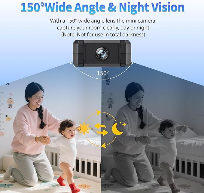Small 4K Wireless Camera Wifi Security Camera Mini Home Indoor Outdoor Camera, Portable Smart House Dog Pet Camera Tiny Nanny Cam Office Cameras, 160 Wide Angle Night Vision Motion Detection Cams