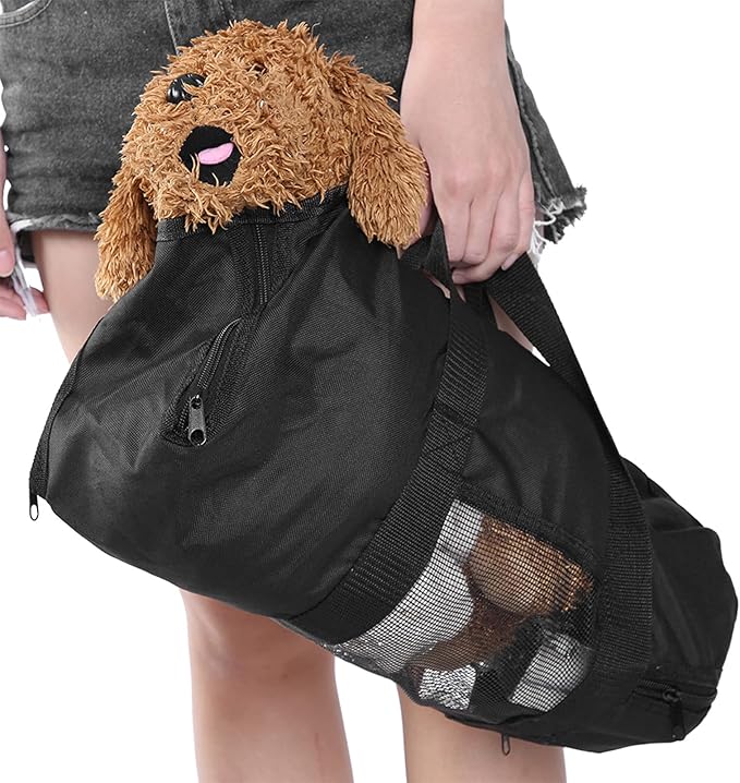 Portable Cat Grooming Bag, Multifunctional Cat Restraint Travel Bag with Oxford Cloth for Bathing Nail Trimming, 18.1x9.4 Inch Black