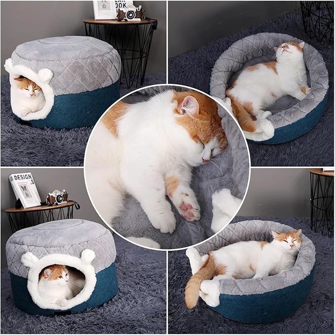 Cat Bed House Soft Plush Kennel Puppy Cushion Small Dogs Cats Nest Winter Warm Sleeping Pet Dog Bed Pet Mat Supplies(S 40x40x31cm)