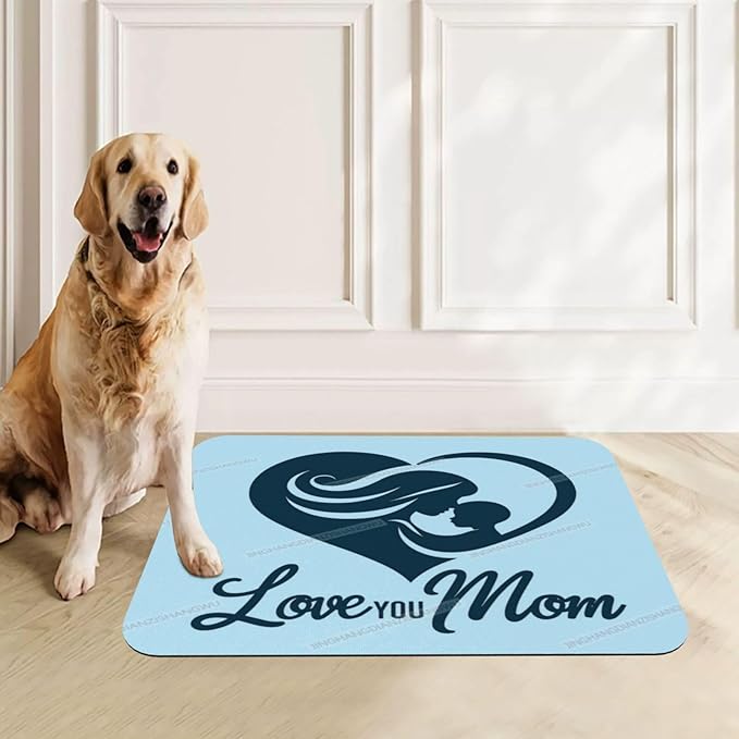 Pet Feeding Mat Happy Mother's Day Floral Gift for Mom Hw Dog Food Mat for Food Water No Stains Quick Dry Dispenser Cat Bowl Mats Messy Drinkers 24x16In