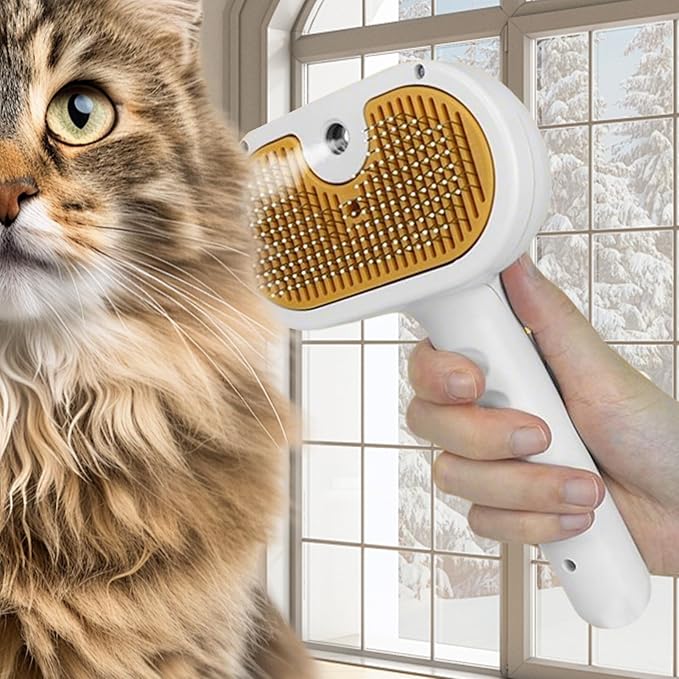 Pet Steam Brush for Cat,Self-Cleaning Cat Grooming Shedding Comb - Kitten Steam Comb,for Indoor Bath Shower Home Travel Pet Puppy Kitten