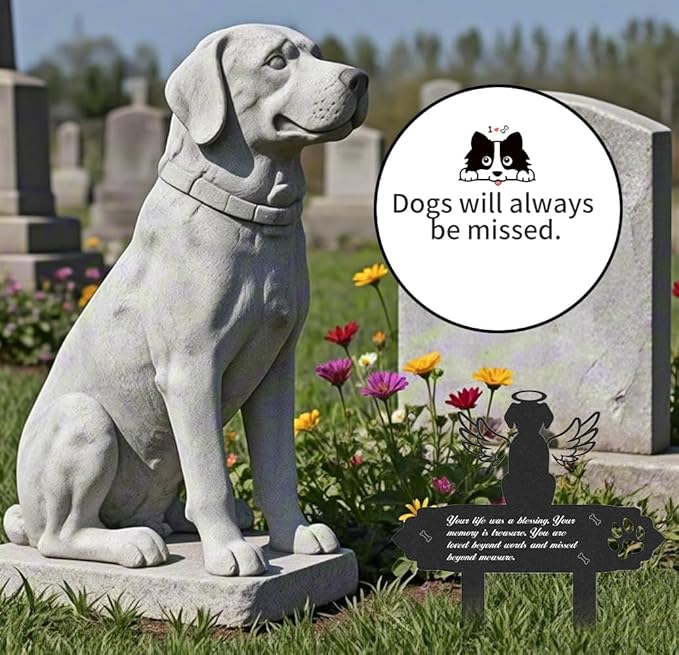 Grave Markers for Cemetery for Dog, Weatherproof Metal Pet Memorial Stake, Garden Cemetery Decoration, Waterproof Pets Grave Marker Memorial Plaques for Outdoors Yard Patio