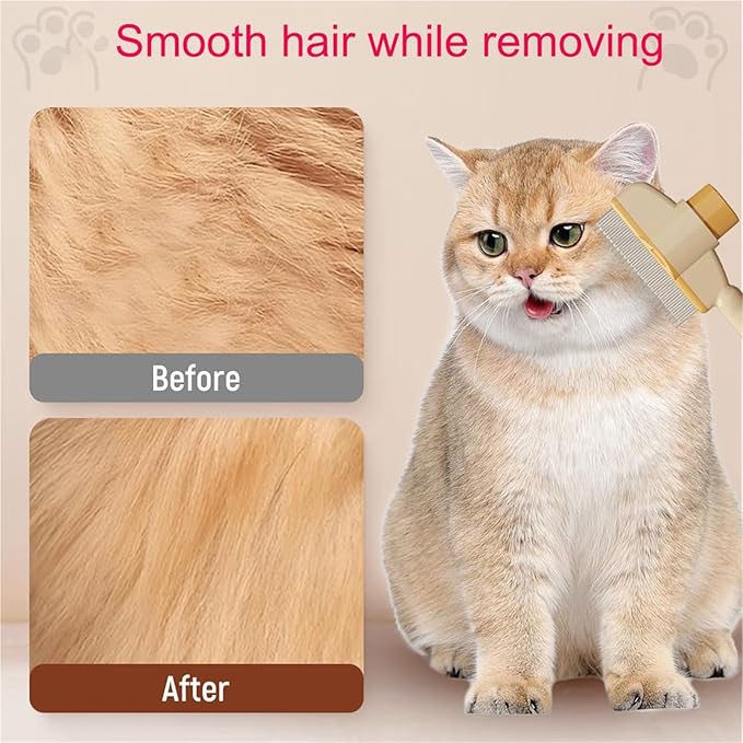 Pet Hair Removal Comb Flea Comb, 2025 Cat Dog Brush for Massaging and Cleaning Shedding Pet Hair,New Cat Brush with Release Button,Pet Grooming Brush for Short&Long Hair(Green)