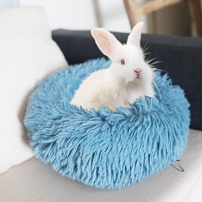 Chinchilla Bed Blue for Cage Fluffy Round Beds for Small Animals Washable Anti Slip