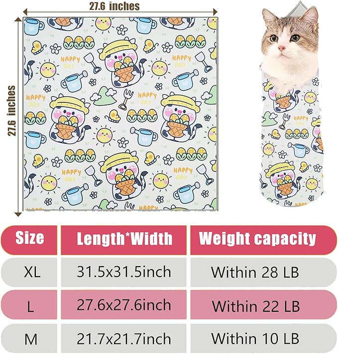 Cat Grooming Wrap, Cat Wrap for Cutting Nails, Self-Adherent Soft Cat Blanket to Wrap - Cat Burrito Wrap, Anti-Scratch, Anti-Escape, Cat Swaddle Wrap (Within 22lbs)
